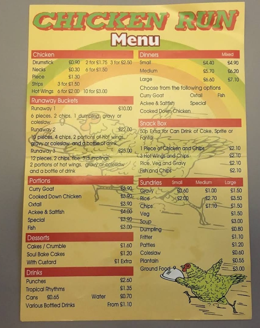 Chicken Run Manchester Menu - Image 3